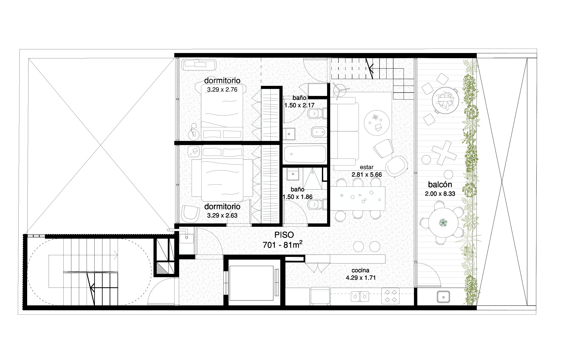 \
Es una unidad con balcón corrido y terraza privada. Es el segundo retiro del edificio.
- - -
RESERVADO