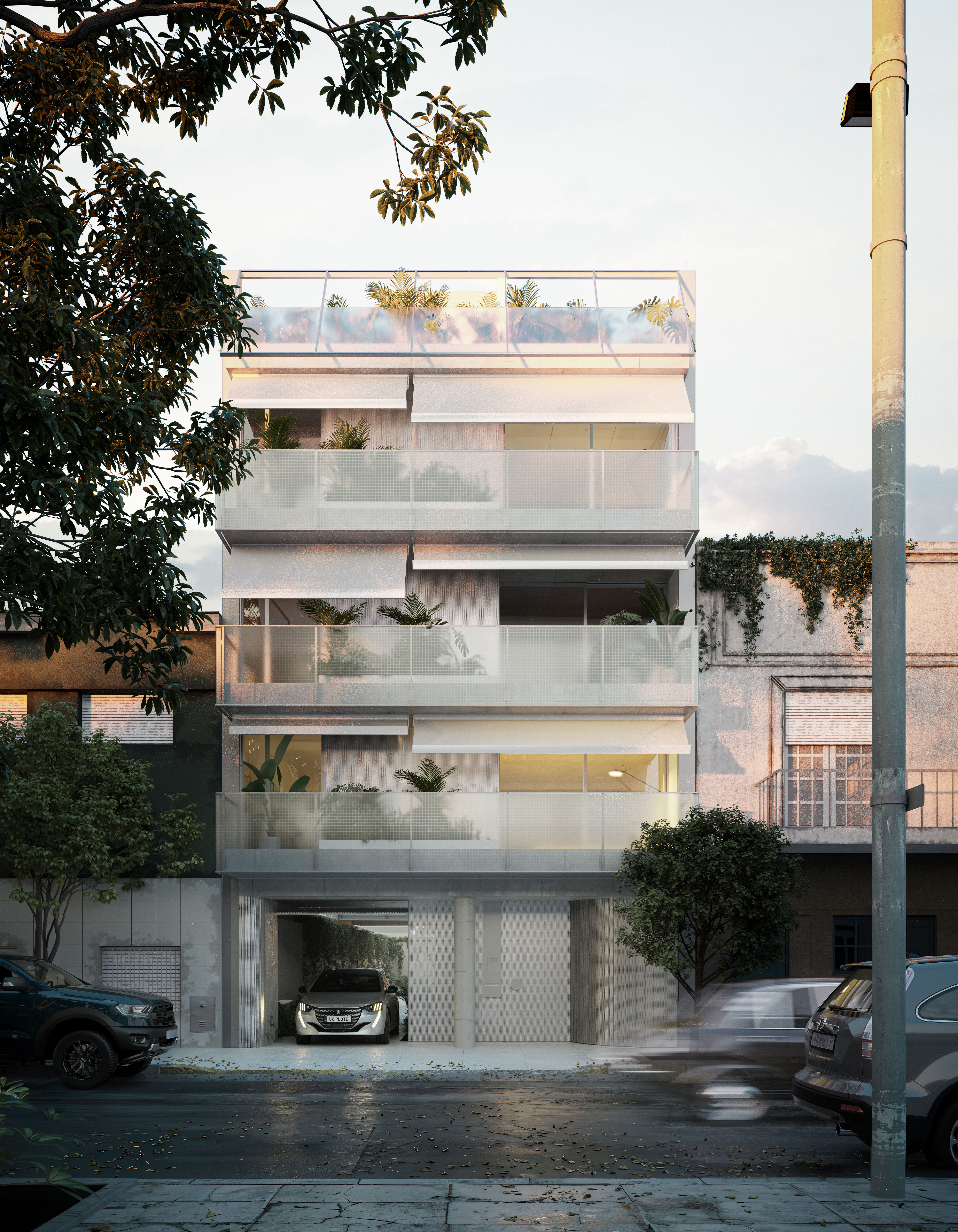 Una sucesión de planos que construyen profundidad, y regulan la relación entre interior - exterior